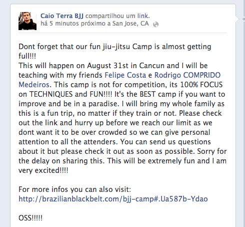 Caio Terra invites to the BJJ CAMP